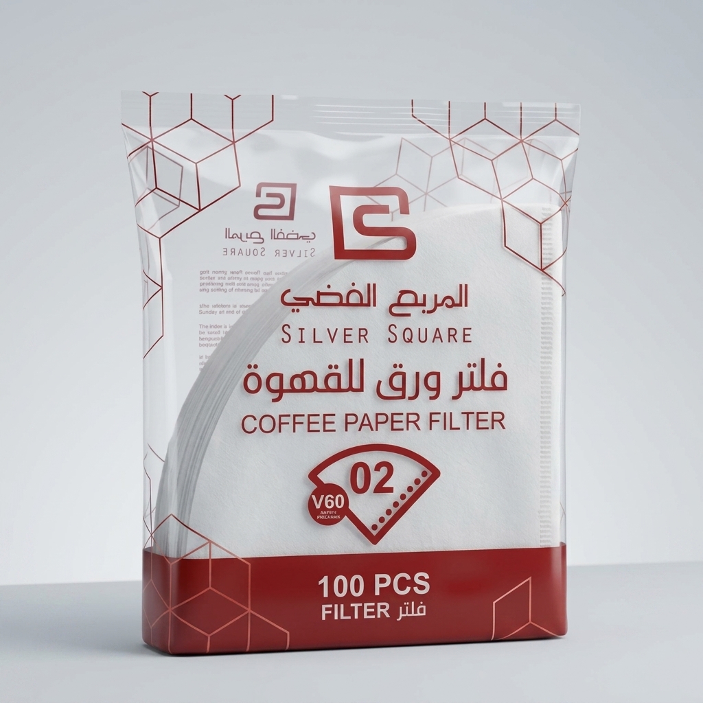 فلاتر ورق قهوة V60 من المربع الفضي (حجم 02)