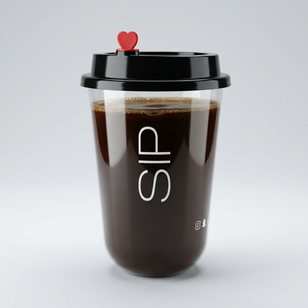 أكواب بلاستيك يو شيب (U-Shape) شفافة بسدادة قلب